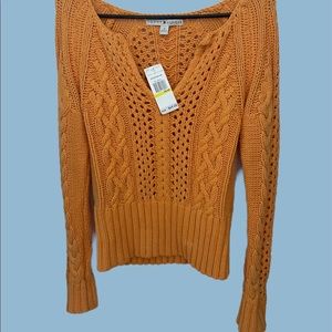 tommy hilfiger v-neck orange sweater nwt size M